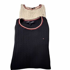 Tommy Hilfiger Cable Knit Crewneck Sweaters in Navy & Gray